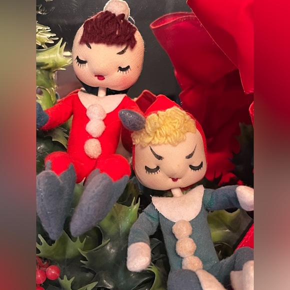 Vintage 1950’s Japan Set 3 Trio Stockinette Pixie Elf Christmas Kneehuggers - Picture 7 of 12